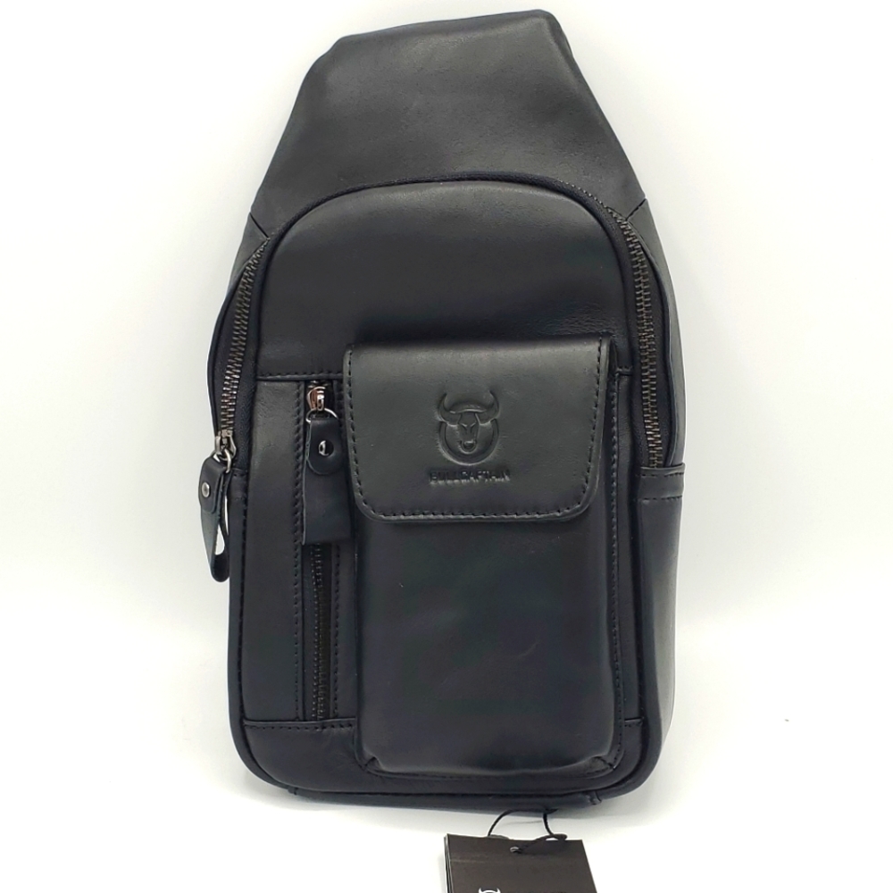 Men's Leather Crossbody Bag Shoulder Sling Bag Chest Bag Travel Hiking Backpack